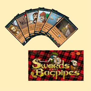 Swords and BagPipes + 2 Expansões (Baralho das Adagas e Conheça seu inimigo + 2 cartas Promo)
